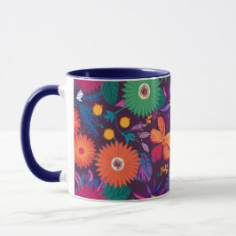 Farbenfrohe tropische Blumenmuster mit fetten Blum Tasse