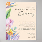 Farbenfrohe tropische Blumenpfirsichfeier ohne Ste Poster (Vorne)