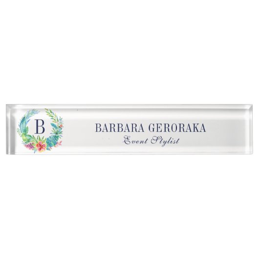 Farbenfrohe tropische Blumenreste Namensplakette (Vorderseite)