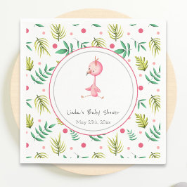 Farbenfrohe tropische Blüte Pink Flamingo Baby Dus Serviette