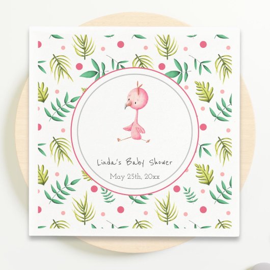 Farbenfrohe tropische Blüte Pink Flamingo Baby Dus Serviette