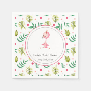 Farbenfrohe tropische Blüte Pink Flamingo Baby Dus Serviette