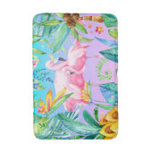 Farbenfrohe tropische Dschungel mit rosa Flamingos Badematte (Vorderseite Vertikal)