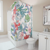 Farbenfrohe tropische Dschungel Nahtlose Printwerb Duschvorhang (Beispiel)