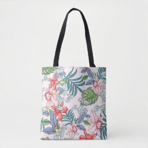 Farbenfrohe tropische Dschungel Nahtlose Printwerb Tasche