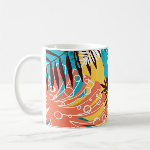 Farbenfrohe tropische Dschungelmuster Blätter. Kaffeetasse