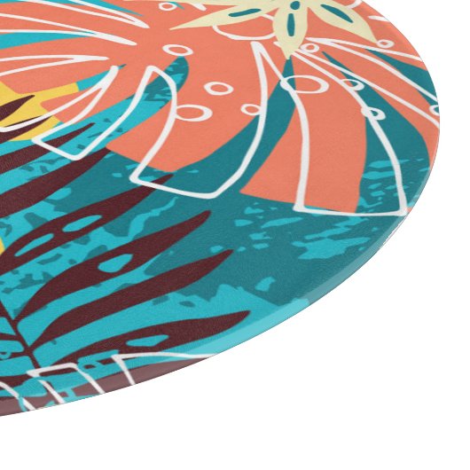 Farbenfrohe tropische Dschungelmuster Blätter. Schneidebrett (Ecke)