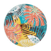 Farbenfrohe tropische Dschungelmuster Blätter. Schneidebrett (Vorderseite)