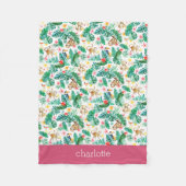 Farbenfrohe tropische Dschungeltiere Personalisier Fleecedecke (Vorderseite)