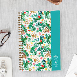 Farbenfrohe tropische Dschungeltiere Personalisier Notizblock