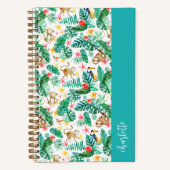 Farbenfrohe tropische Dschungeltiere Personalisier Notizblock (Vorderseite)