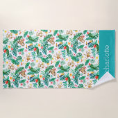 Farbenfrohe tropische Dschungeltiere Personalisier Strandtuch (Vorderseite)