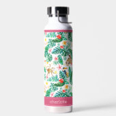 Farbenfrohe tropische Dschungeltiere Personalisier Trinkflasche (Links)