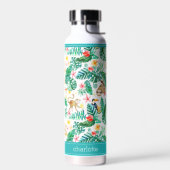 Farbenfrohe tropische Dschungeltiere Personalisier Trinkflasche (Links)