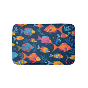 Farbenfrohe tropische Fische Badematte