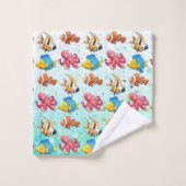 Farbenfrohe tropische Fische Badhandtuch Set (Waschlappen)