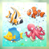 Farbenfrohe tropische Fische Fensteraufkleber (Blatt 3)