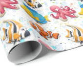 Farbenfrohe tropische Fische Geschenkpapier (Rolleneckpunkt)