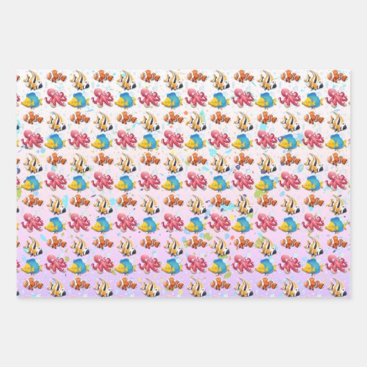 Farbenfrohe tropische Fische Geschenkpapier Set (Vorderseite 3)