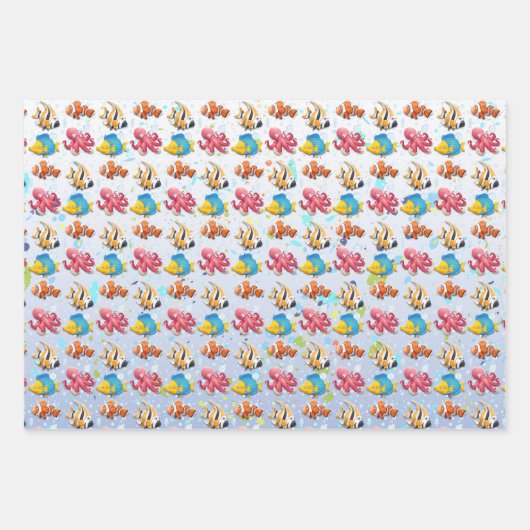 Farbenfrohe tropische Fische Geschenkpapier Set (Vorderseite 2)