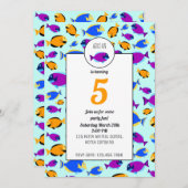 Farbenfrohe tropische Fische Muster Blaues Meer Ge Einladung (Vorne/Hinten)