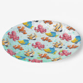Farbenfrohe tropische Fische Pappteller (Schrägansicht)