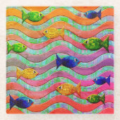 Farbenfrohe tropische Fische Schwimmen Untersetzer (Vorderseite)