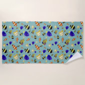 Farbenfrohe tropische Fische Strandtuch (Vorderseite)