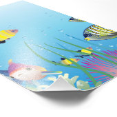 Farbenfrohe tropische Fische und Blasen Fotodruck (Ecke)