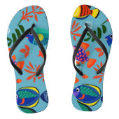 Farbenfrohe tropische Fische unter Wasser Muster Badesandalen (Fußbett)