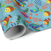 Farbenfrohe tropische Fische unter Wasser Muster Geschenkpapier (Rolleneckpunkt)