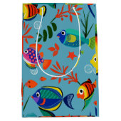 Farbenfrohe tropische Fische unter Wasser Muster Mittlere Geschenktüte (Vorderseite)
