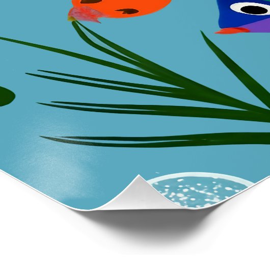 Farbenfrohe tropische Fische unter Wasser Muster Poster (Ecke)