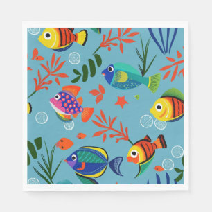 Farbenfrohe tropische Fische unter Wasser Muster Serviette