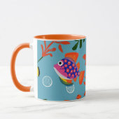 Farbenfrohe tropische Fische unter Wasser Muster Tasse (Links)
