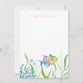 Farbenfrohe Tropische Fischfarbenkarte Mitteilungskarte