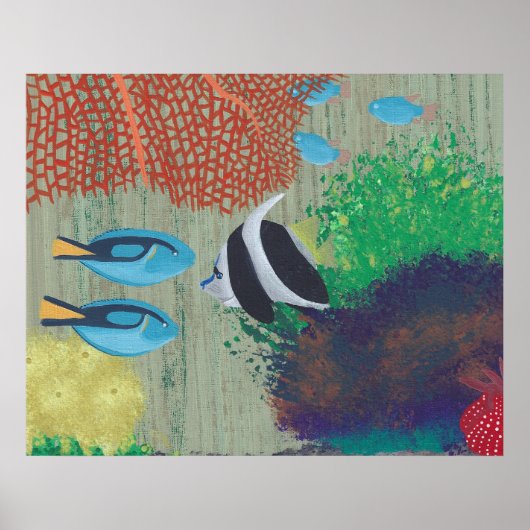 Farbenfrohe tropische Fischmalerei Poster (Vorne)