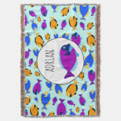 Farbenfrohe tropische Fischmuster im Blauen Meer Decke (Vorderseite Vertikal)