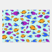 Farbenfrohe tropische Fischmuster im Blauen Meer Geschenkpapier Set (Vorderseite 3)