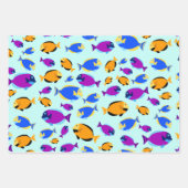 Farbenfrohe tropische Fischmuster im Blauen Meer Geschenkpapier Set (Vorderseite 2)