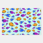 Farbenfrohe tropische Fischmuster im Blauen Meer Geschenkpapier Set (Vorderseite)