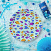 Farbenfrohe tropische Fischmuster im Blauen Meer Pappteller (Party)