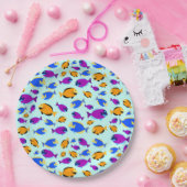 Farbenfrohe tropische Fischmuster im Blauen Meer Pappteller (Party)