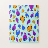 Farbenfrohe tropische Fischmuster im Blauen Meer Puzzle (Vertikal)