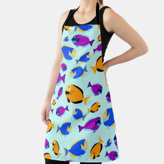 Farbenfrohe tropische Fischmuster im Blauen Meer Schürze (InSitu)