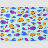 Farbenfrohe tropische Fischmuster im Blauen Meer Seidenpapier (Vorderseite)