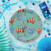 Farbenfrohe tropische Fischmuster Pappteller (Party)