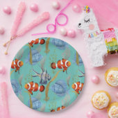 Farbenfrohe tropische Fischmuster Pappteller (Party)