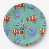 Farbenfrohe tropische Fischmuster Pappteller (Vorderseite)