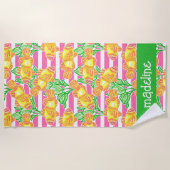 Farbenfrohe tropische Fischmuster Personalisiert Strandtuch (Vorderseite)